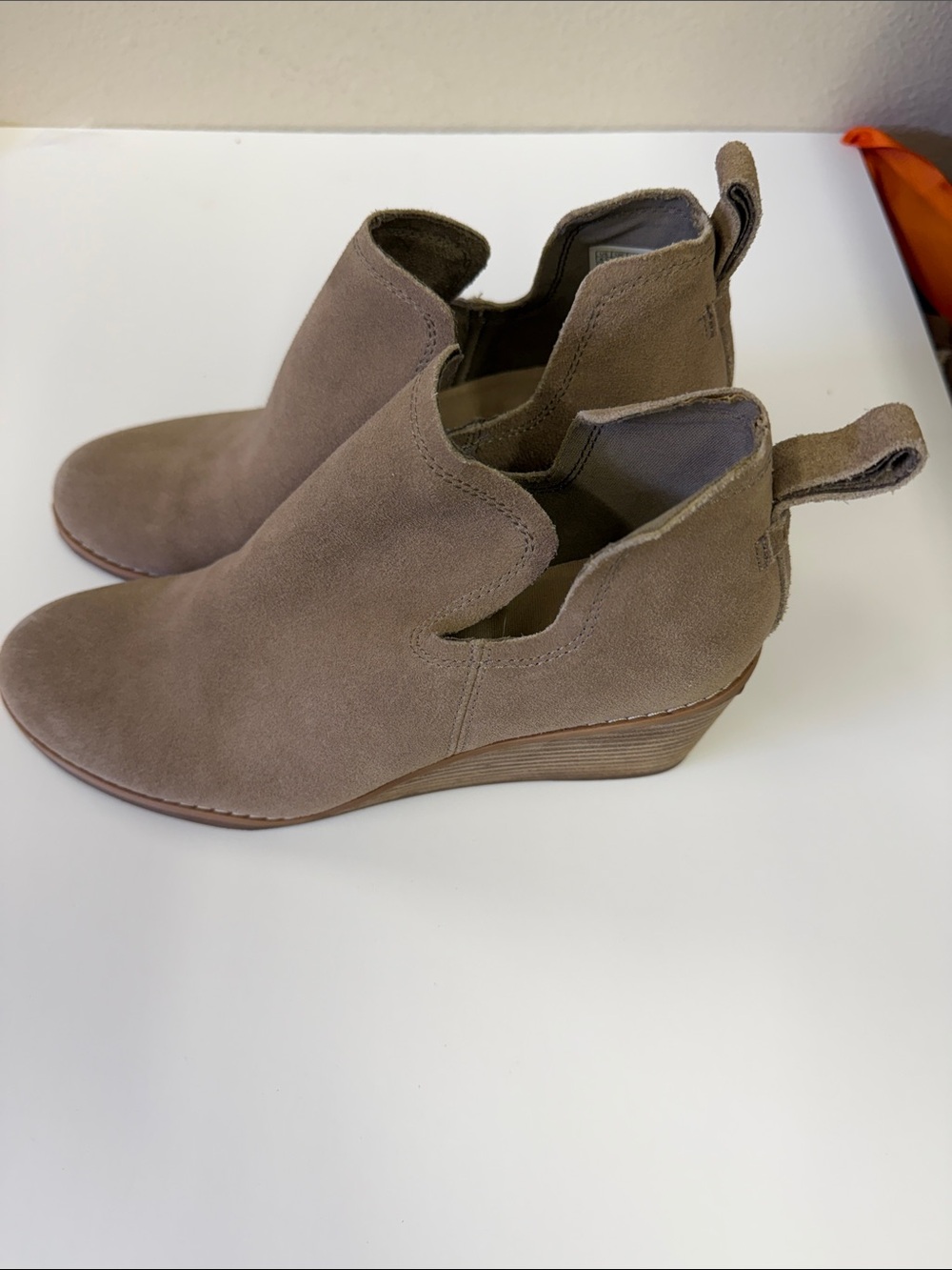 Women’s Taupe Suede Wedge Ankle Booties